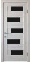 Межкомнатные двери Пальміра с черным стеклом, ПВХ DeLuxe Бук Шалє