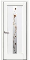 Межкомнатные двери Премьера со стеклом сатин и рисунком Р1, Premium Белый матовый