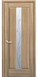 Межкомнатные двери Премьера со стеклом сатин и рисунком Р2, ПВХ DeLuxe Золотой дуб