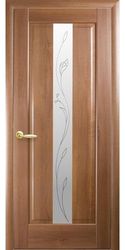 Межкомнатные двери Премьера со стеклом сатин и рисунком Р2, ПВХ DeLuxe Золотая ольха