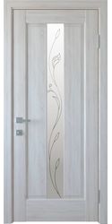 Межкомнатные двери Премьера со стеклом сатин и рисунком Р2, ПВХ DeLuxe Ясень New
