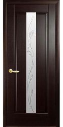 Межкомнатные двери Премьера со стеклом сатин и рисунком Р2, ПВХ DeLuxe Венге new