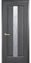 Межкомнатные двери Премьера со стеклом сатин и рисунком, ПВХ DeLuxe Серый