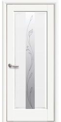 Межкомнатные двери Премьера со стеклом сатин и рисунком Р2, Premium Белый матовый