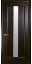 Межкомнатные двери Премьера со стеклом сатин, ПВХ DeLuxe Каштан