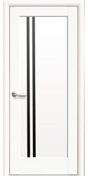 Межкомнатные двери Делла с черным стеклом, Premium Белый матовый