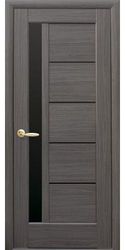 Межкомнатные двери Грета с черным стеклом, ПВХ DeLuxe Серый