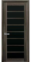 Межкомнатные двери Виола с черным стеклом, Экошпон  Кедр