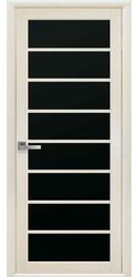 Межкомнатные двери Виола с черным стеклом, Экошпон  Дуб жемчужный