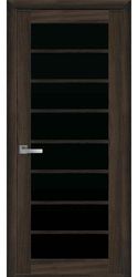 Межкомнатные двери Виола с черным стеклом, Экошпон  Орех 3D