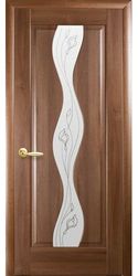 Межкомнатные двери Волна со стеклом сатин и рисунком Р2, ПВХ DeLuxe Золотая ольха