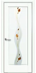 Межкомнатные двери Волна со стеклом сатин и рисунком Р1, Premium Белый матовый