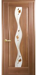 Межкомнатные двери Волна со стеклом сатин и рисунком Р1, ПВХ DeLuxe Золотая ольха