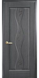 Межкомнатные двери Волна глухое с гравировкой, ПВХ DeLuxe Серый