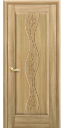Межкомнатные двери Волна глухое с гравировкой, ПВХ DeLuxe Золотой дуб
