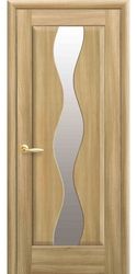 Межкомнатные двери Волна со стеклом сатин, ПВХ DeLuxe Золотой дуб