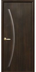 Межкомнатные двери Дива со стеклом сатин, ПВХ DeLuxe Каштан