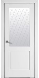 Межкомнатные двери Эпика со стеклом сатин и рисунком Р2, Premium Белый матовый