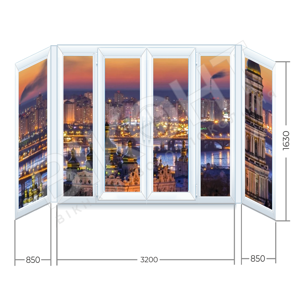 Металопластикове вікно Steko балкон П-образный стандарт большой steko-12