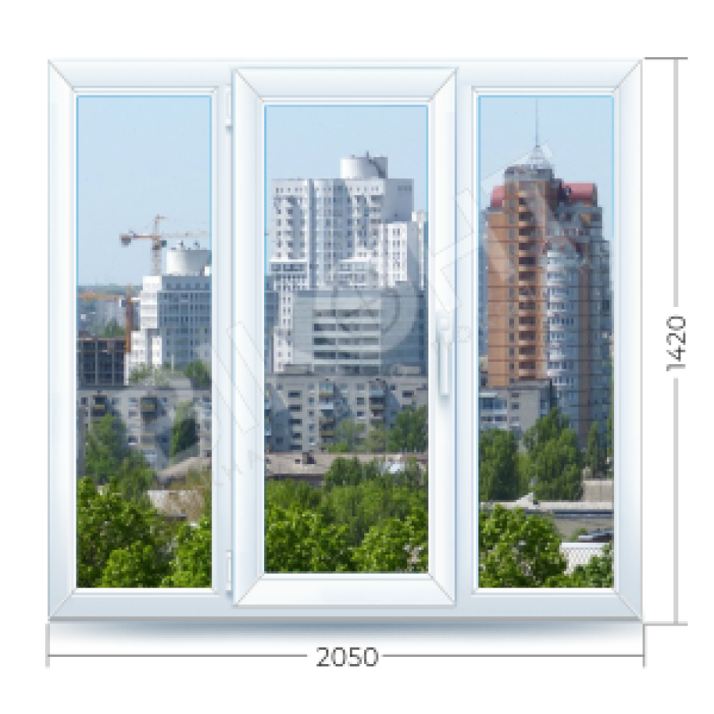 Металлопластиковое окно Kommerling (Trocal) тройное стандартное чешка kommerling-trocal-5