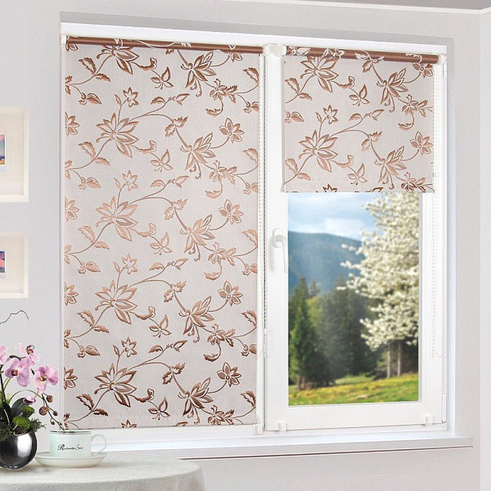 Тканевые ролеты Цветы коричневый tkaniny_roleti1