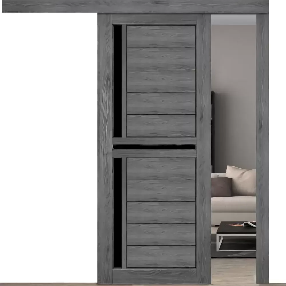 Раздвижные двери Виктория дуб серый чорное стекло razdvignie_dveri13