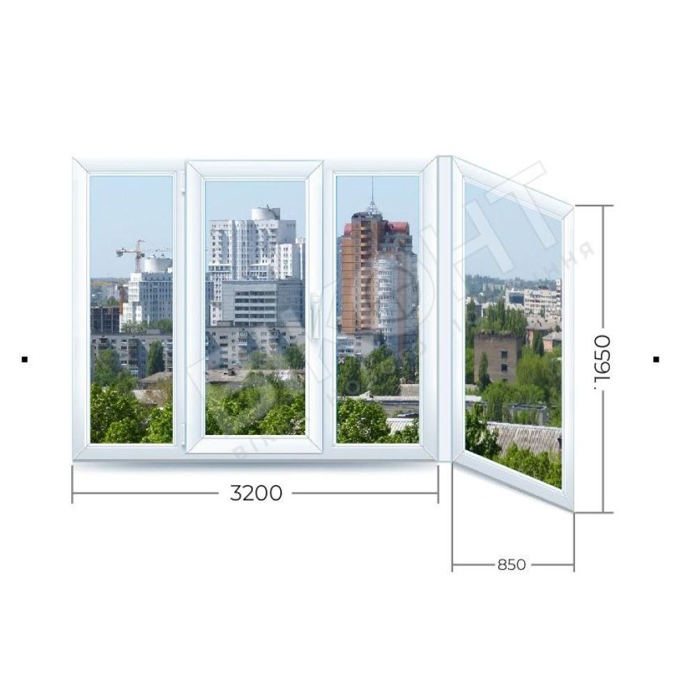 Металлопластиковое окно Steko балкон Г-образный стандарт большой steko-20