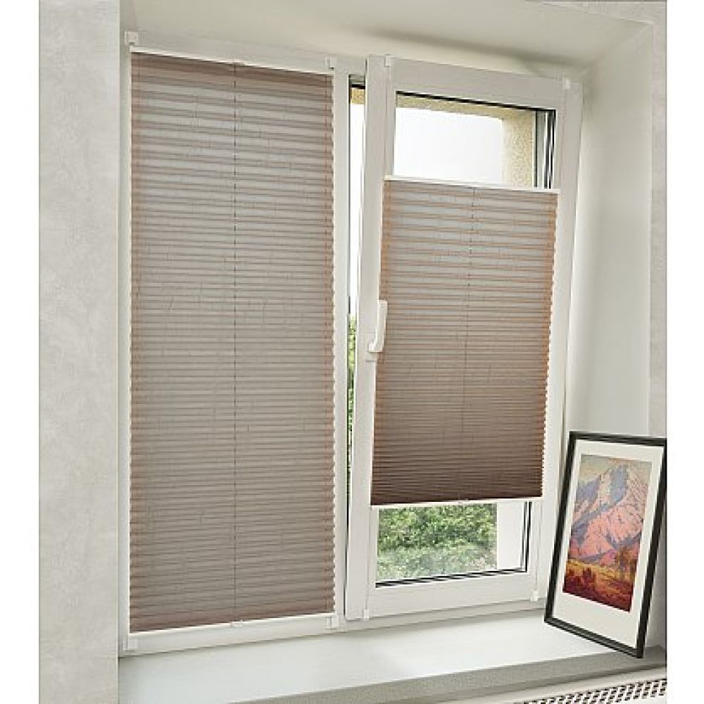 Штора плиссе Стандарт Basic crush, коричневый galuzi_plise8