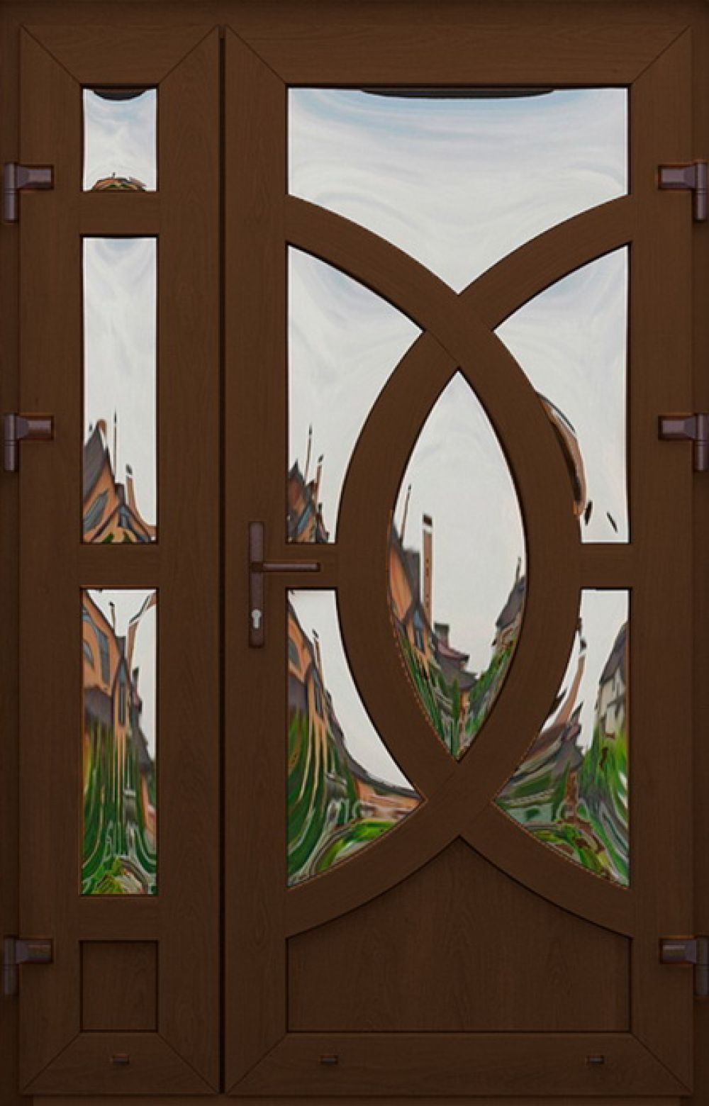 Металлопластиковые двери двойные золотой дуб № 41 plastikovie_dveri41