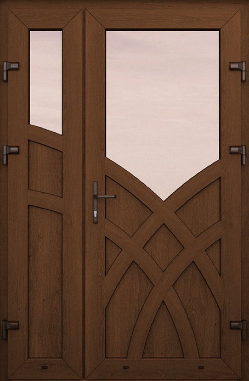 Металлопластиковые двери двойные орех № 56 plastikovie_dveri56