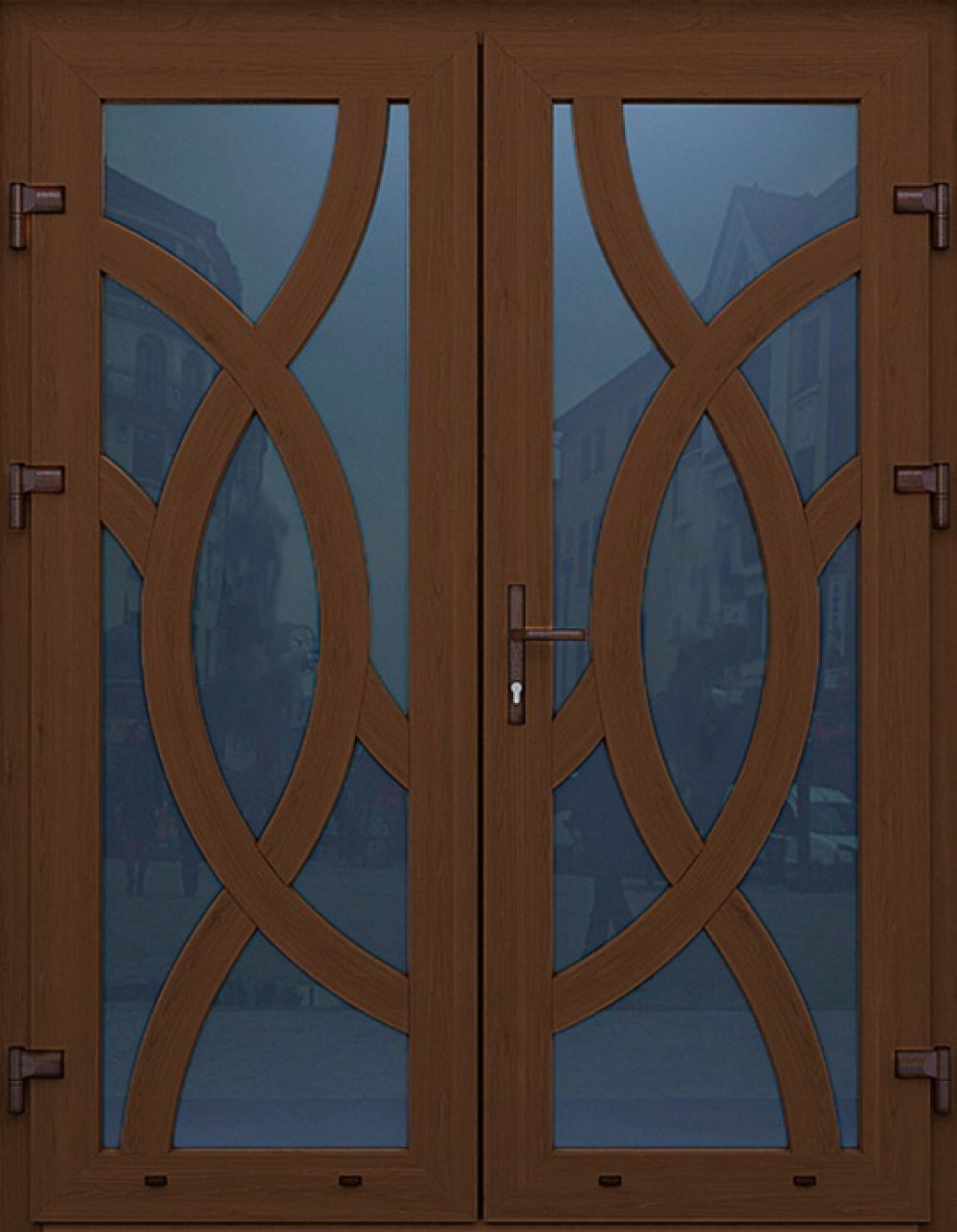 Металлопластиковые двери двойные золотой дуб № 14 plastikovie_dveri14