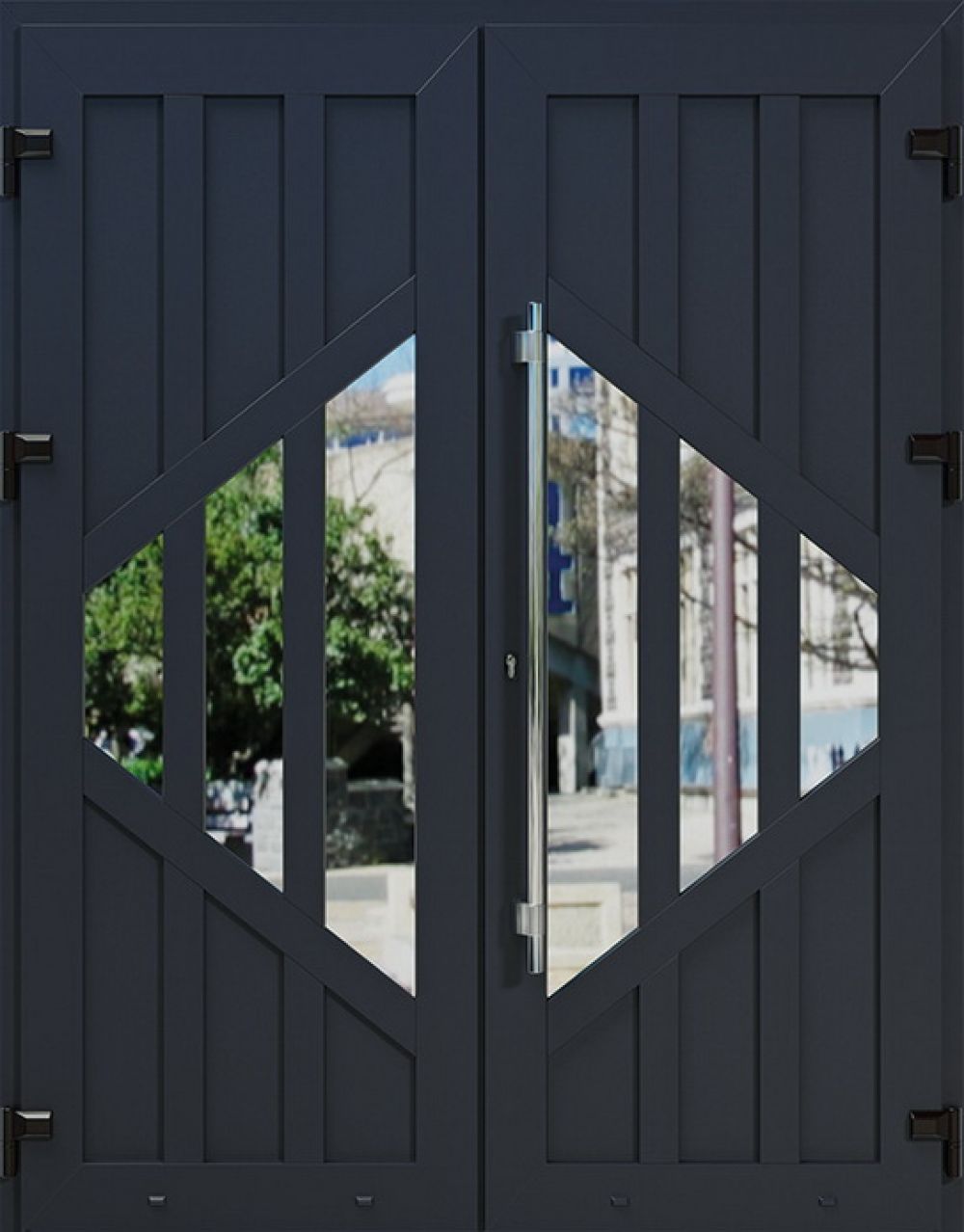 Металлопластиковые двери двойные антрацит № 26 plastikovie_dveri26