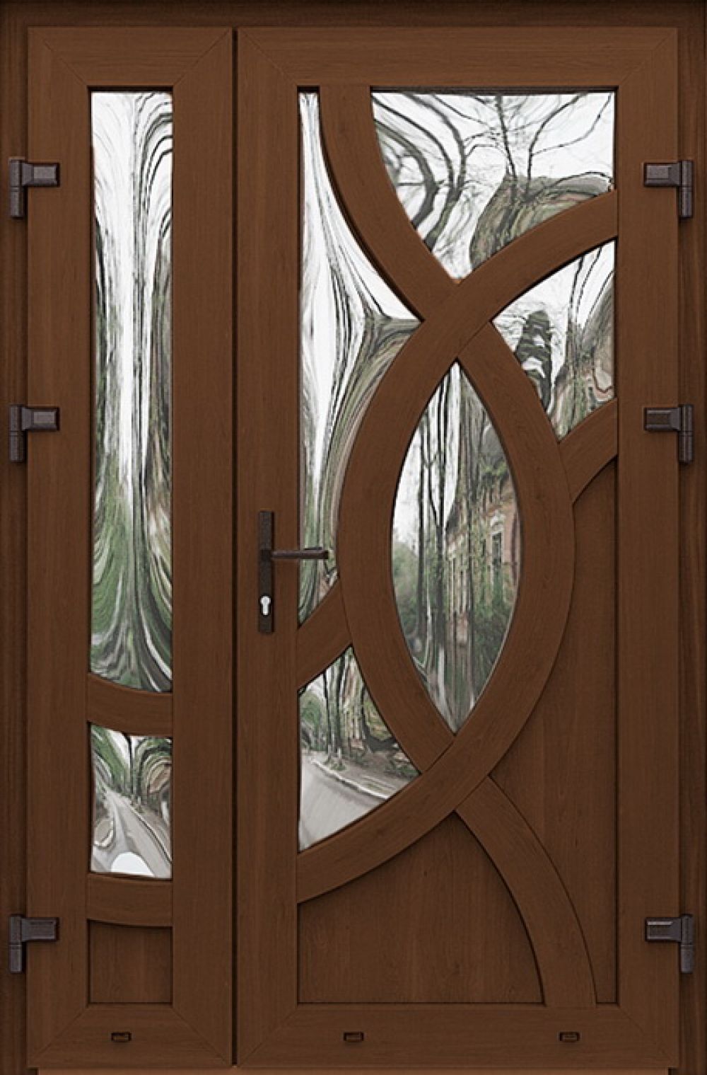 Металлопластиковые двери двойные орех № 58 plastikovie_dveri58