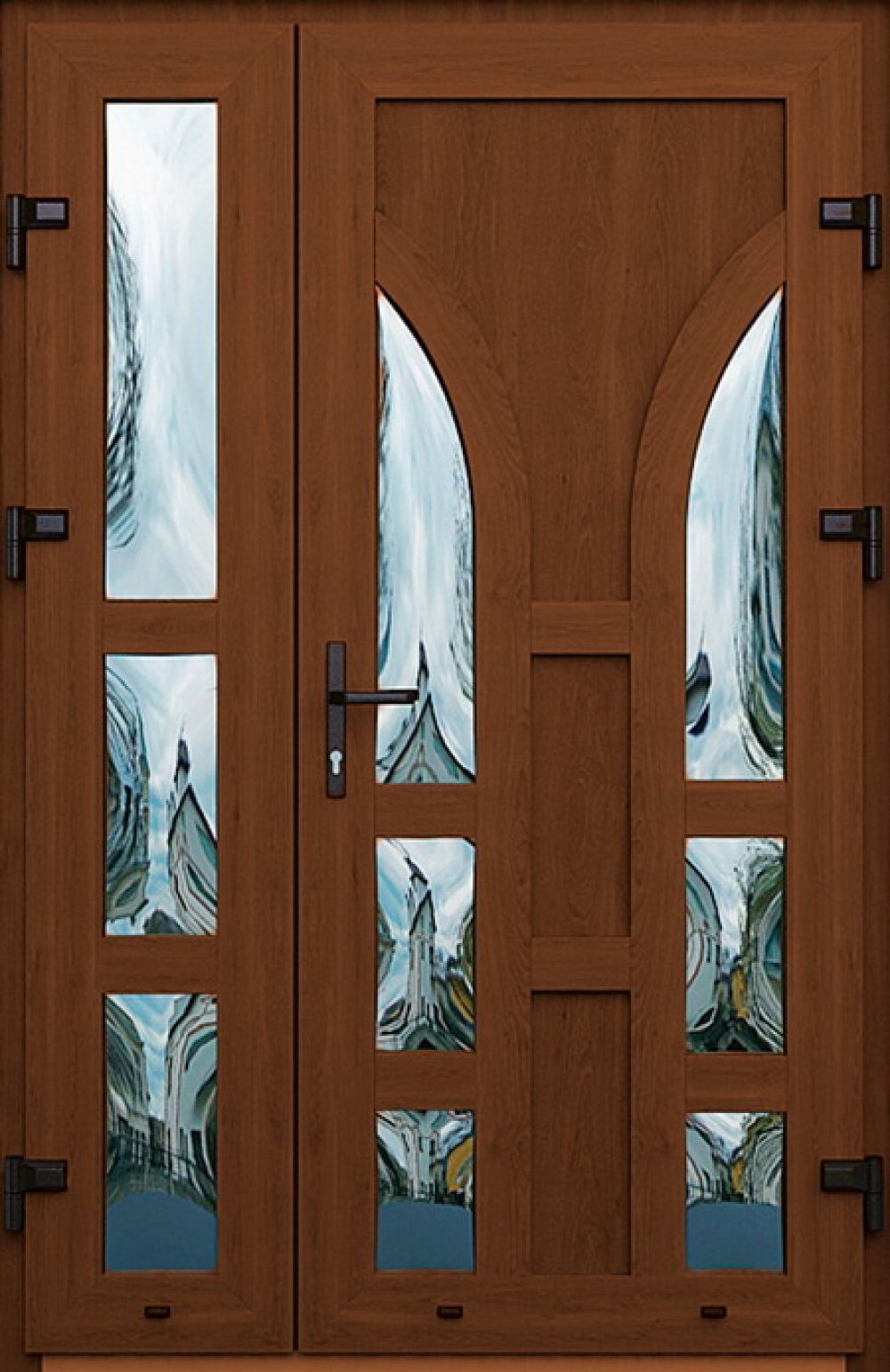 Металлопластиковые двери двойные орех № 57 plastikovie_dveri57