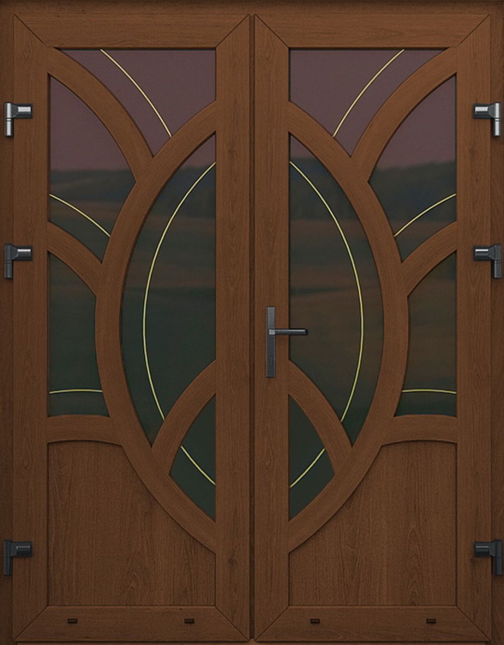 Металлопластиковые двери двойные золотой дуб № 15 plastikovie_dveri15