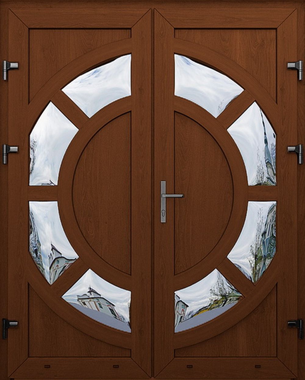 Металлопластиковые двери двойные золотой дуб № 16 plastikovie_dveri16