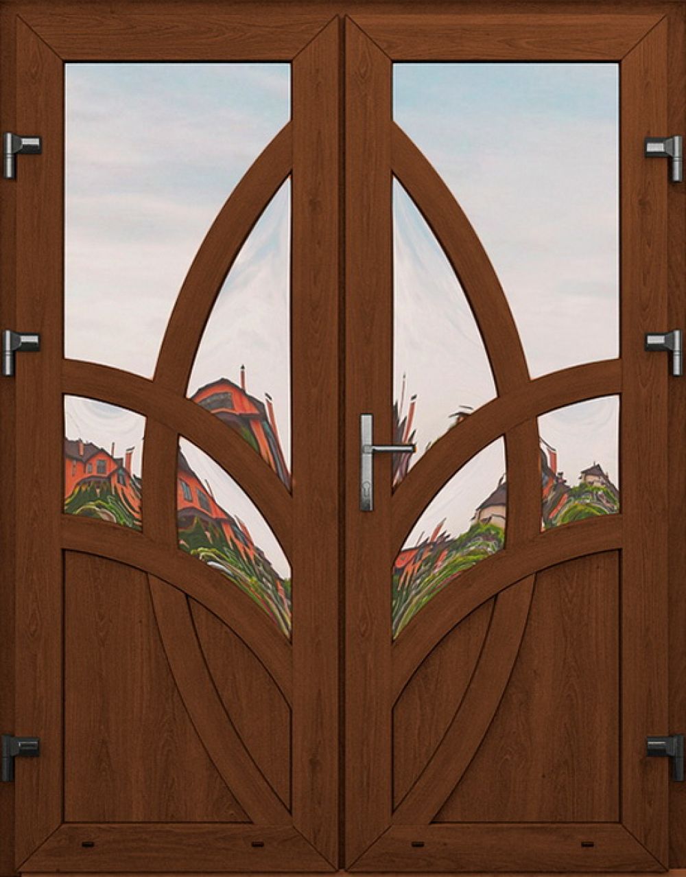 Металлопластиковые двери двойные золотой дуб № 10 plastikovie_dveri10