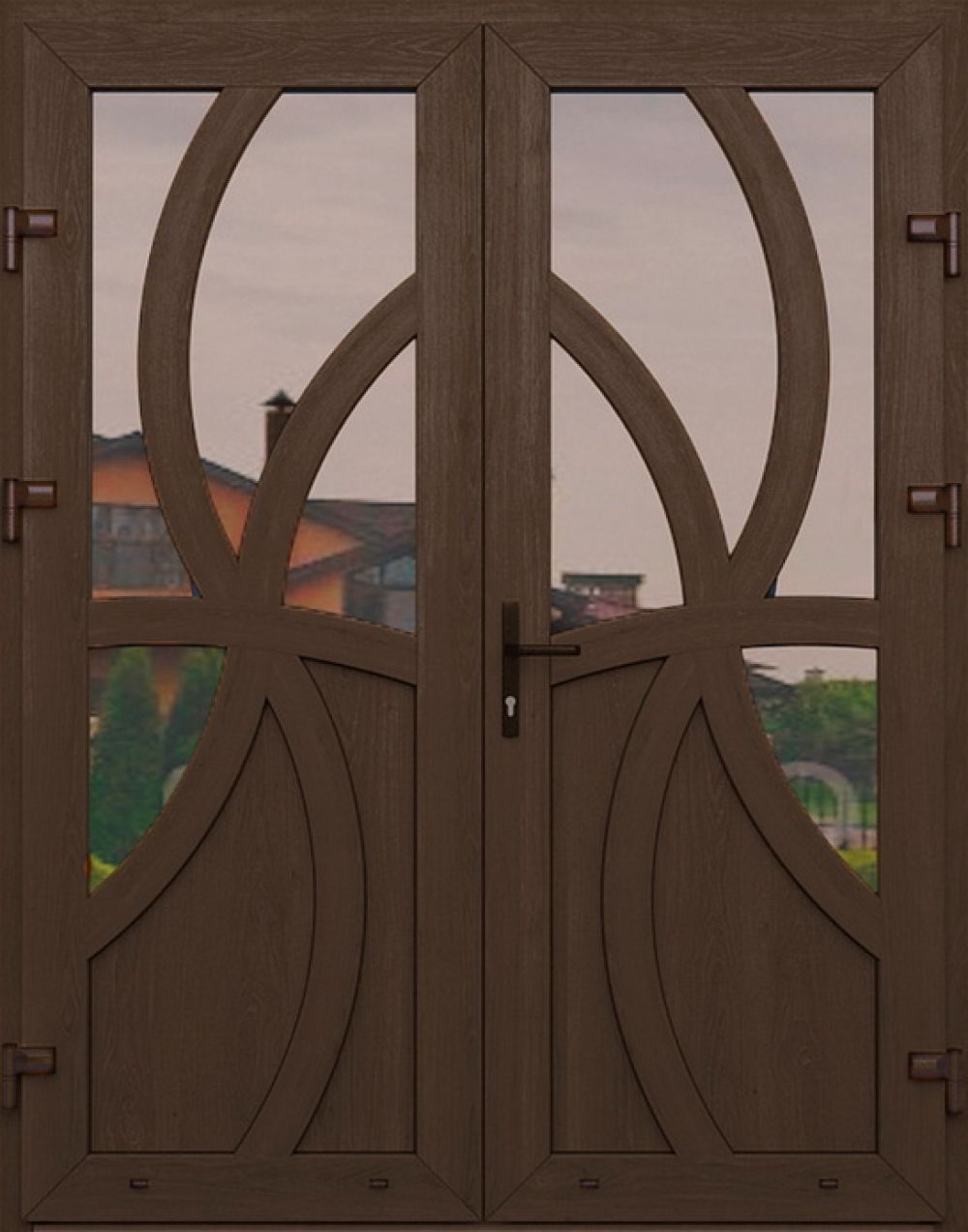 Металлопластиковые двери двойные золотой дуб № 7 plastikovie_dveri7