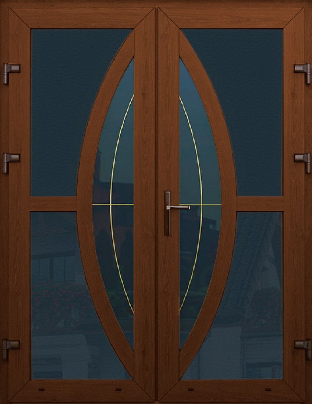 Металлопластиковые двери двойные золотой дуб № 8 plastikovie_dveri8