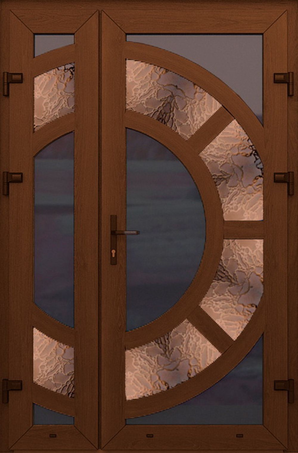 Металлопластиковые двери двойные орех № 63 plastikovie_dveri63
