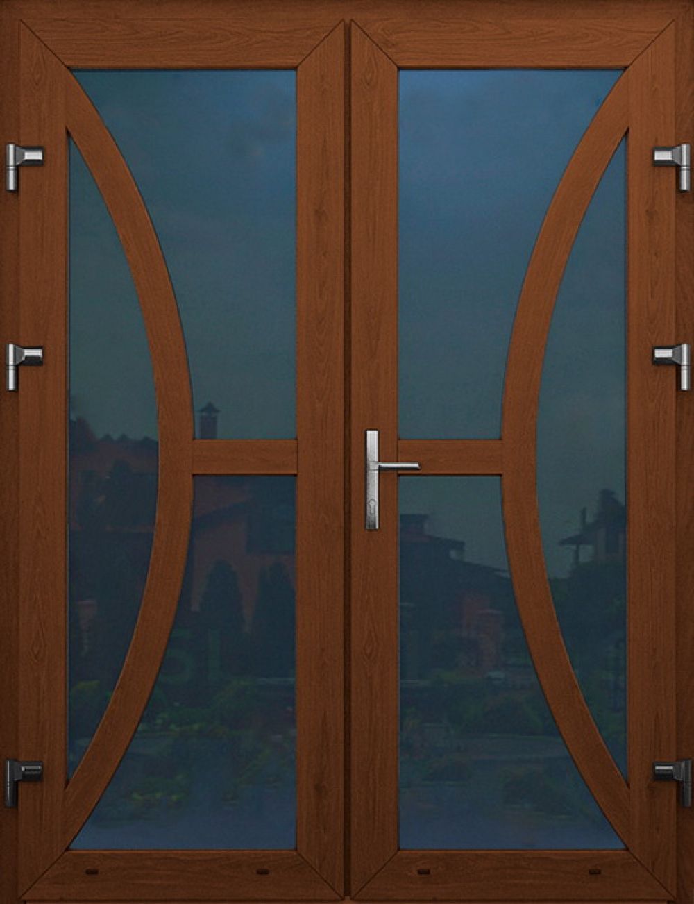 Металлопластиковые двери двойные золотой дуб № 9 plastikovie_dveri9