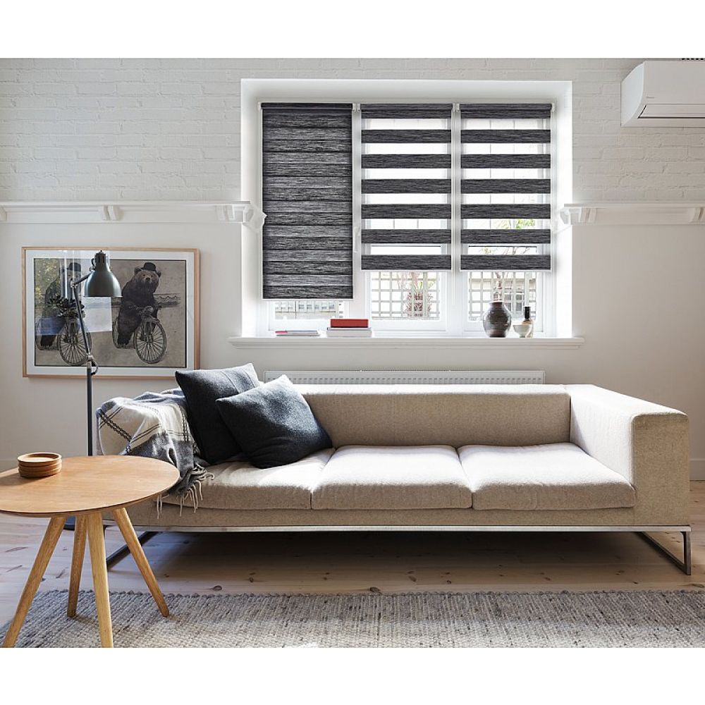 Рулонная шторы / Жалюзи День-Ночь Сантайм Графит galuzi_den_noch11