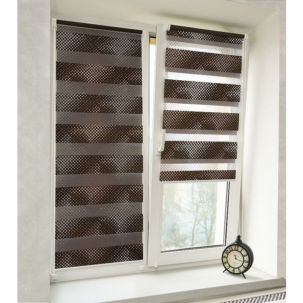 Рулонная шторы / Жалюзи День-Ночь Бола Шоколад galuzi_den_noch21