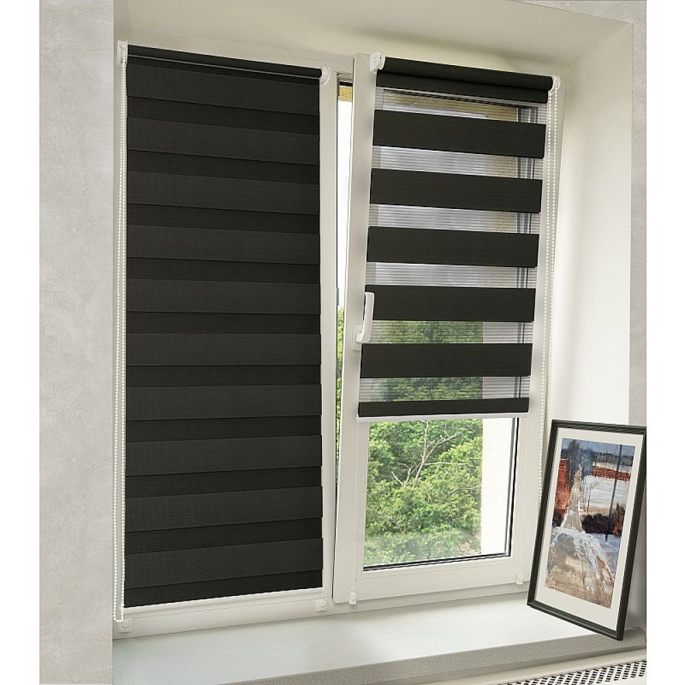 Рулонная шторы / Жалюзи День-Ночь Софт Черный galuzi_den_noch6