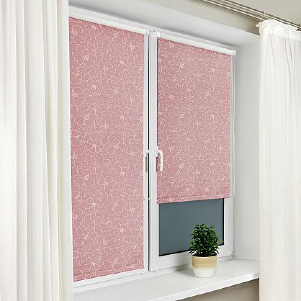 Тканевые ролеты Цветы кораловый tkaniny_roleti5