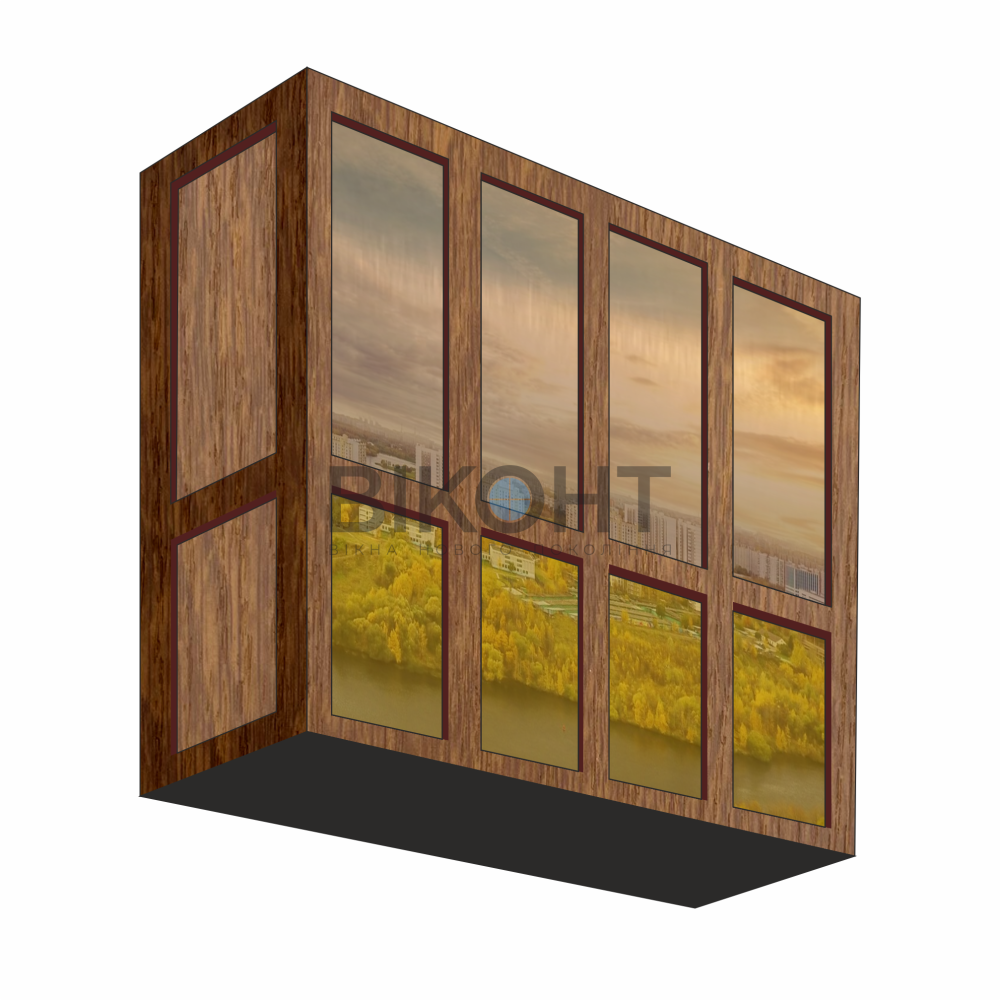 Французский балкон Steko коричневый низ стекло тонировка бронза francuzkie_balkon53