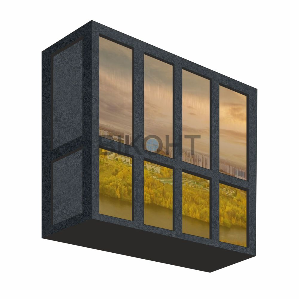 Французский балкон Rehau антрацит тонировка бронза низ стекло francuzkie_balkon17